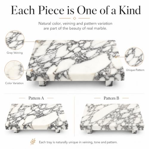 Marble Pedestal Tray for Perfume, Jewelry & Vanity Organizers - color: Calacatta Viola Marble-9.84 in