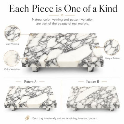 Marble Pedestal Tray for Perfume, Jewelry & Vanity Organizers - color: Calacatta Viola Marble-9.84 in