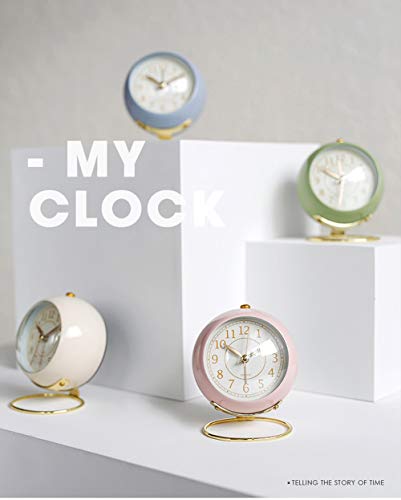 SHISEDECO Small Tableclocks Classic Non-Ticking Tabletop Alarm Clock,Pink - color: Pink
