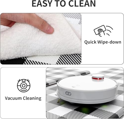 MAYHMYO 2PC Kitchen Mats for Floor,Buffalo Plaid Kitchen Rugs Anti Fatigue - color: Black