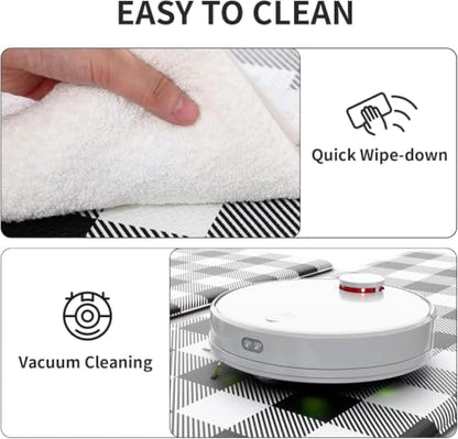 MAYHMYO 2PC Kitchen Mats for Floor,Buffalo Plaid Kitchen Rugs Anti Fatigue - color: Black