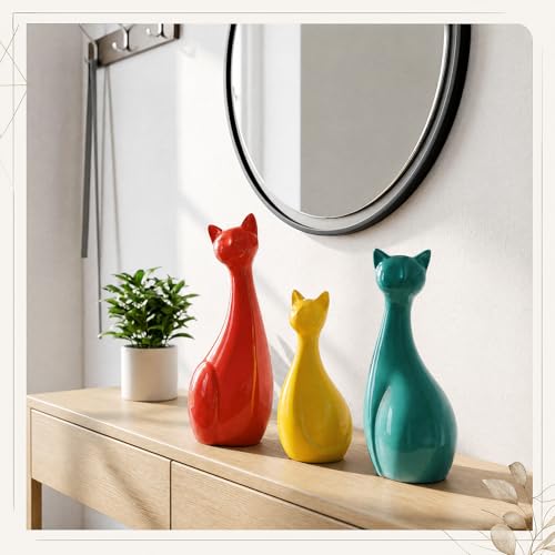 Qunclay 3 Pcs Mid Century Modern Decor Midcentury Ceramic Cats