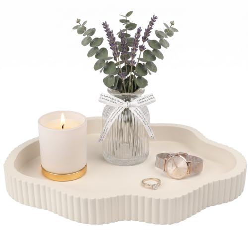 11 in Resin Coffee Table Tray for Home Decor,Bandejas Decorativas para La Sala for Coffee Table Decor,Modern Organizer for Living Room&Kitchen Counter(Model A Beige) - color: Beige a