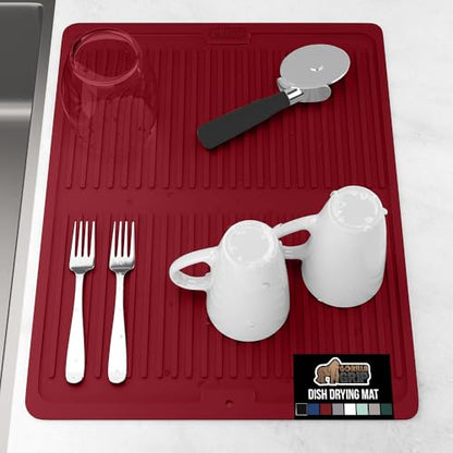 GORILLA GRIP Patented BPA-Free Silicone Dish Drying Mat, 18x16, Red - color: Red, size: 18" x 16", style: Silicone