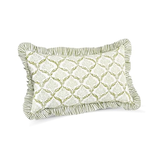 CPC Fern Regal Block Print Ruffle Sham Pillow Cover 12x20 Inch, Pack of 1 - color: Fern Regal, size: 20" x 12" (Pack of 1)