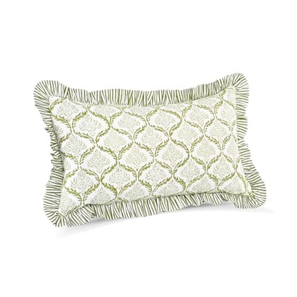 CPC Fern Regal Block Print Ruffle Sham Pillow Cover 12x20 Inch, Pack of 1 - color: Fern Regal, size: 20" x 12" (Pack of 1)