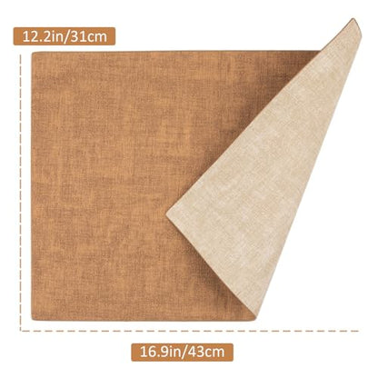 SUEH DESIGN Leather Placemats Table Mats Set of 6, Camel and Beige - color: A: Camel & Beige