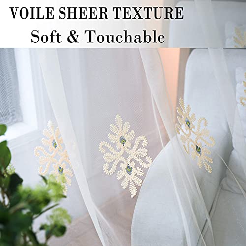 VOGOL Simple Chenille Jacquard Sheer Window Elegance Curtains/Drapes/Panels/Treatments for Bedroom Living Room, 54 x 84, Top Grommets(2 Panels) - color: Blue-sheer, size: 54"W x 84"L (Pack of 2)
