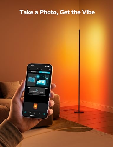 Lepro OE1 AI Corner Floor Lamp, RGBICW Smart Corner Lamp 1000LM Black