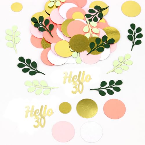 300PC 30TH Birthday Confetti for Table Pink and Sage Green Happy 30TH Birthday Decorations for Her Dots Hello 30 Confetti Scatters Thirty Party Decor Supplies - style: Pink Hello 30 Confetti