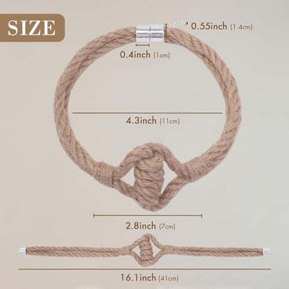NICEEC 2 Pack Natural Jute Rope Curtain Tiebacks Elegant Boho Style Magnetic Drape Tie Backs Soft Hand-Woven Rope Curtain Holdbacks for Home & Office Drapery (Jute knot-03) - color: Jute Knot-03, size: 2 Pack
