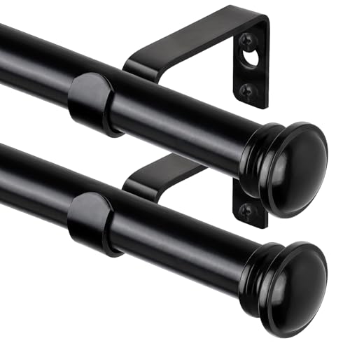 TONIAL Black Curtain Rods for Windows 2 Pack, 32 to 58 Inch, Drapery Rod - color: Black, size: 32-58"(2 Pack)