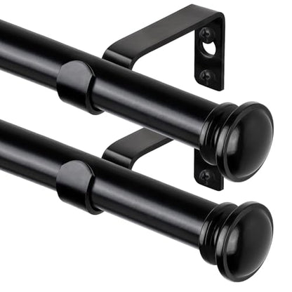 TONIAL Black Curtain Rods for Windows 2 Pack, 32 to 58 Inch, Drapery Rod - color: Black, size: 32-58"(2 Pack)