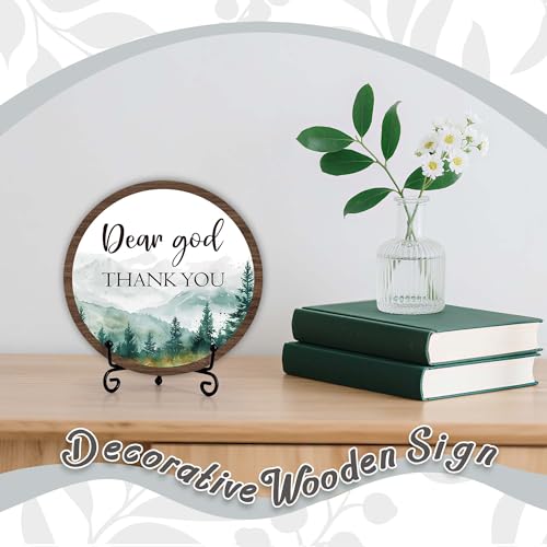 Christian Desk Decor, Dear God Thank You Wood Sign, Religious Gifts For Woman Man, Living Room Decor And Accessories, Bible Verse Home Office Decorations For Table Shelf -c06 - style: Dear God 1