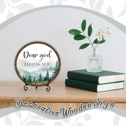 Christian Desk Decor, Dear God Thank You Wood Sign, Religious Gifts For Woman Man, Living Room Decor And Accessories, Bible Verse Home Office Decorations For Table Shelf -c06 - style: Dear God 1