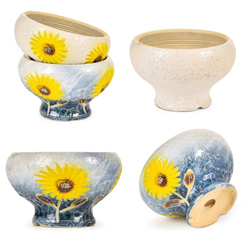 Sungmor 4in Ceramic Succulent Planters Style-e (Dia.: 6.9inch & H: 4.3inch) - color: Style-e (Dia.: 6.9inch & H: 4.3inch)