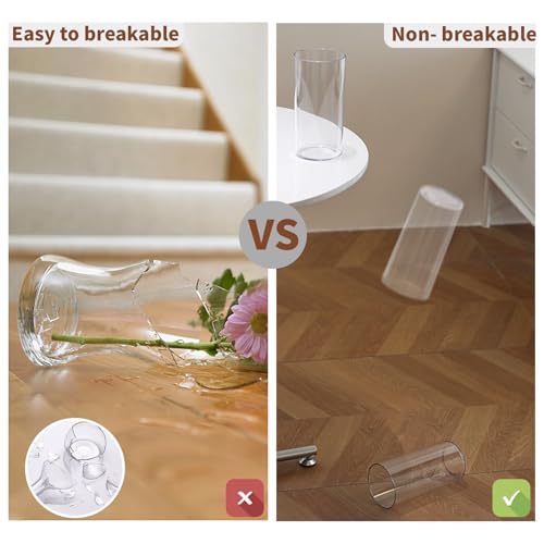 Clear Flower Vase, Non-breakable Vases, 6" W x 14" H, Acrylic Vase, Aesthetic Room Decor Cylindrical Modern Flower Vases for Table Centerpiece, Home Decor, Women Floral Arrangement Gift - color: Clear, size: 6" W x 14" H