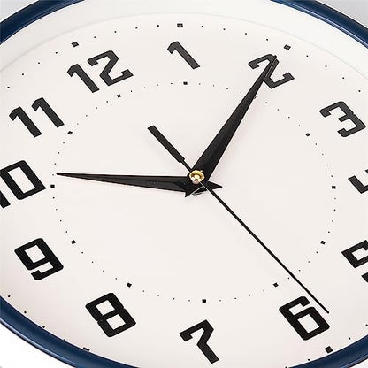 Topkey Silent Round Wall Clock Kitchen 9 Inch Modern Style Non-Ticking Decorative Bedroom Office Study Room Kitchen Wall Clock-Blue - color: Blue