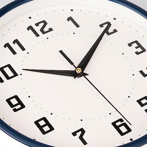 Topkey Silent Round Wall Clock Kitchen 9 Inch Modern Style Non-Ticking Decorative Bedroom Office Study Room Kitchen Wall Clock-Blue - color: Blue