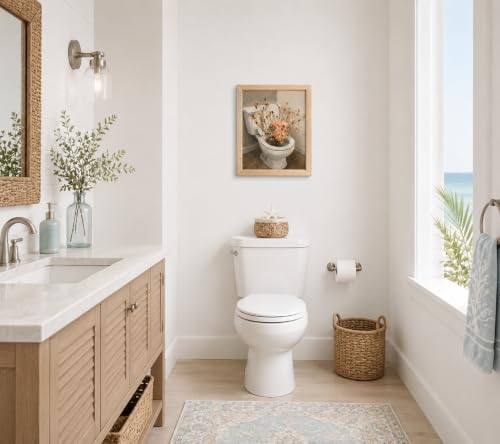 Framed Toilet Flower Canvas Wall Art Poster Prints 12×16In 1P Can Be Hung - color: bathroom-2, size: 12×16in