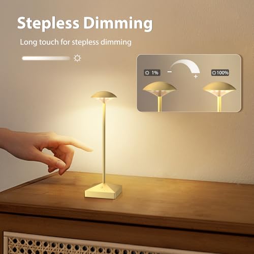 3 Pack Small Gold Rechargeable Cordless Table Lamps Dimmable - color: Gold -B