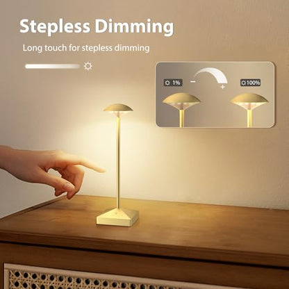 3 Pack Small Gold Rechargeable Cordless Table Lamps Dimmable - color: Gold -B