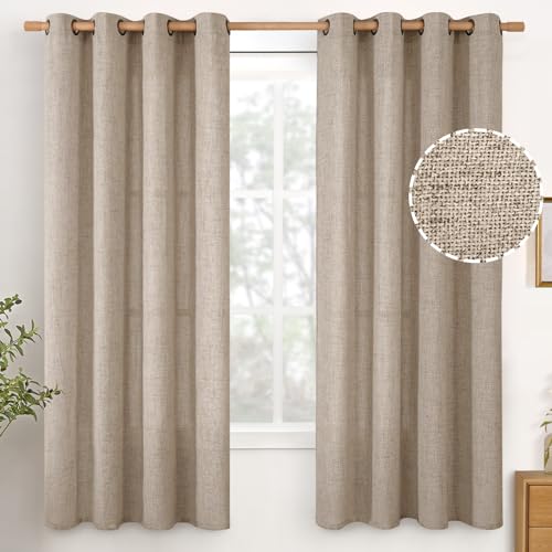 YoungsTex 68 Inch Length Burlap Linen Curtains 2 Panels Set for Living Room - color: Dark Oatmeal, size: 52"W x 68"L (Pack of 2)