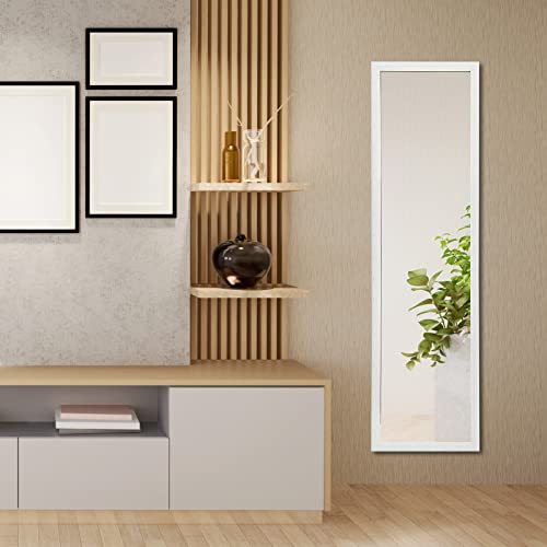 LFT HUIMEI2Y Door Mirror Full Length, Wall-Mounted Mirror White 50" x14" - color: White