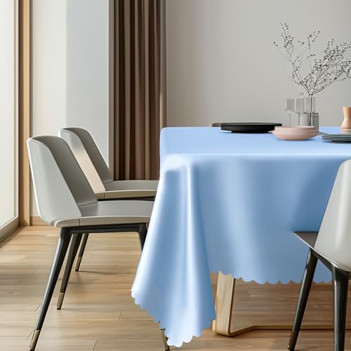NatNarr 6 Pcs Light Blue Tablecloth, Scalloped Baby Blue Table Cloths - color: Light Blue, size: 6 Pack