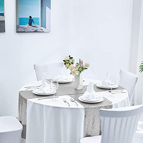 Pufogu 12 x 72 inches Silver Sequin Table Runner, 2 Packs - color: Silver