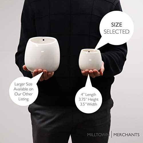 Succulent Wall Planters - Wall Vases - Black Ceramic Wall Mounted Planters - Succulent Plant Pots - Hanging Vases for Living Wall (2 Pack/Modern/White) - color: Small White Modern
