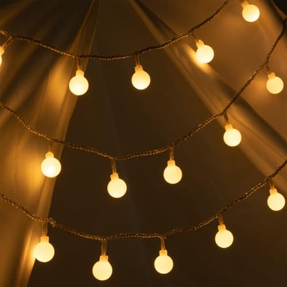 Ogrmar 49FT 100 LED Globe Ball String Lights 8 Modes with Remote Warm White - color: Warm White