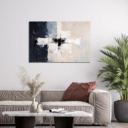 Modern Black and White Abstract Canvas Wall Art for Living Room 24" X 36" - color: JYQ-01M, size: 36"L x 24"W
