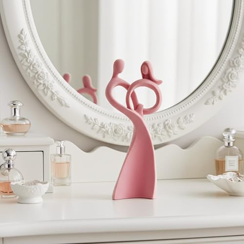 Romantic Couple Statue with Soft Flocked Finish, Pink - color: Couple02-pink