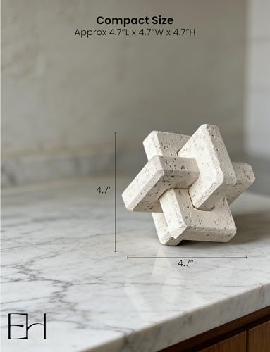 Knot Decor 3 Link 4.7 Inch, Resin Travertine Stone Decor