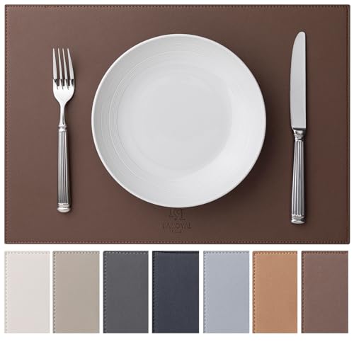 Baroyal Faux Leather Placemats Set of 4 Vinyl Washable Wipeable Table Mats for Kitchen Dining Table Heat Resistant Waterproof Modern Indoor/Outdoor Placemats Non-Slip Easy Clean Place Mats (Chocolat) - color: B-chocolat