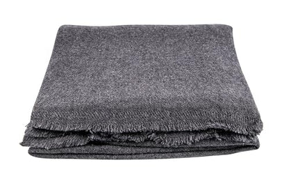 Cashmere Blanket – Hand Woven 100% Cashmere Wool Throw Blanket, 135 x 270 cm – Plain Cozy, and Soft Blanket for Bed, Sofa, or Couch - Made in Nepal - color: Black Grey