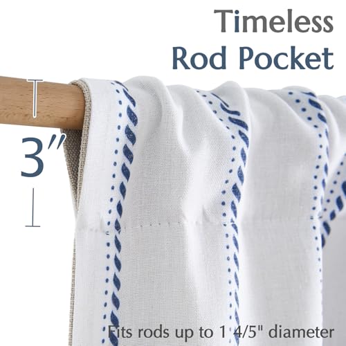 jinchan Stripe Linen Window Valance Curtain, 50x16, 1 Panel, Blue - color: Nautical Striped Blue on White, size: 50"W x 16"L (Pack of 1)