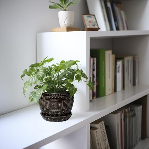 G EPGardening Ceramic Plant Pot, 5.5 Inch Ceramic Planter, Black - color: Palindrome Black