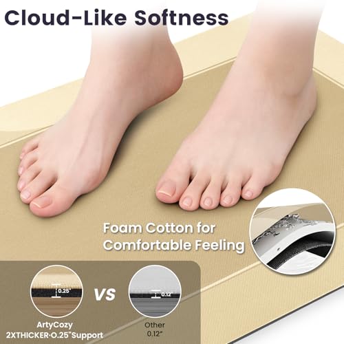 ArtyCozy Super Absorbent Stain Resistant Soft Bath Mat, Khaki, 17'' × 27'' - color: Khaki, size: 17‘’×27‘’
