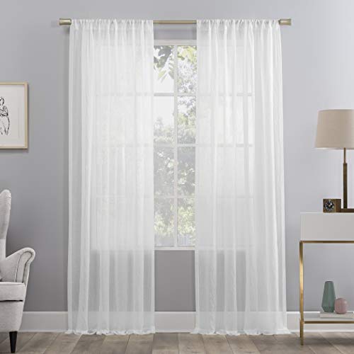 No. 918 Genevieve 2-pack 2-pack Linen Weave Sheer Semi-Sheer Grommet Curtain Panel Pair, 50" x 96", White - color: White, size: 50"W x 96"L (Pack of 2)
