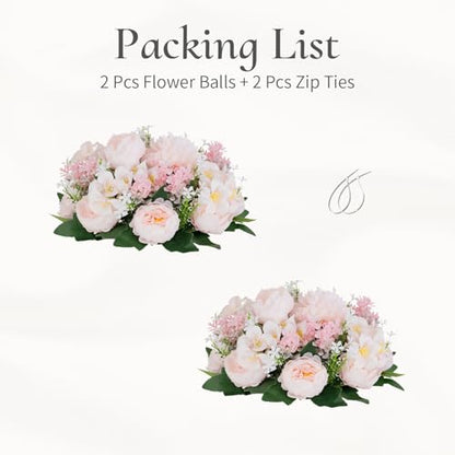 Flower Balls Centerpieces for Tables: Pink Silk Rose, 2Pcs - color: Pink & Purple, size: 2 PCS