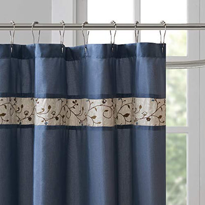 Madison Park Serene Shower Curtain for Bathroom, 72 x 72, Navy - color: Navy, size: 72"W x 72"L (Pack of 1)