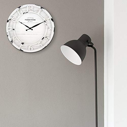 Presentime 13" Farmhouse Series Wall Clock - color: Antique Distressed White, size: 13 inch
