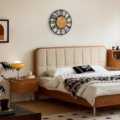 Maxstar 16" Silent Wall Clock – Battery Operated, Rustic Metal & Wood - color: Yellow, size: 16 Inch