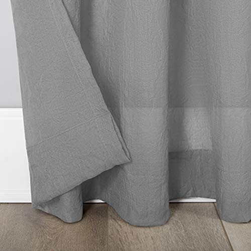 No. 918 Genevieve 2-Pack Linen Weave Sheer Semi-Sheer Rod Pocket Curtain Panel Pair, Gray, 50"W x 84"L (2 Panels) - color: Grey, size: 50"W x 84"L (Pack of 2)