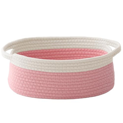 JMvicyroam Small Woven Basket, Empty Gift Basket, White&Pink/1 Pack - color: White&Pink, size: 1 Pack