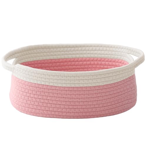 JMvicyroam Small Woven Basket, Empty Gift Basket, White&Pink/1 Pack - color: White&Pink, size: 1 Pack