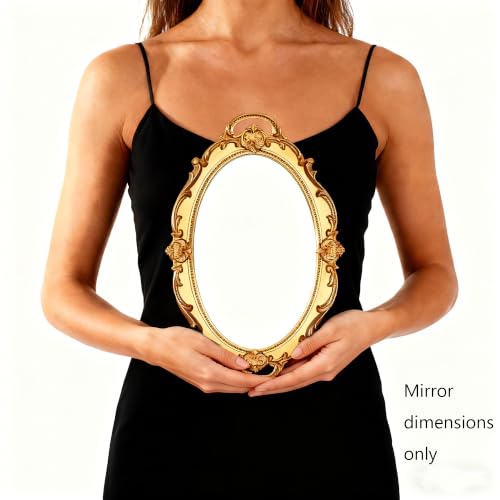 Eaoundm 14.5 x 10 inchs Smallest Oval Antique Mirror (Gold) - color: Gold