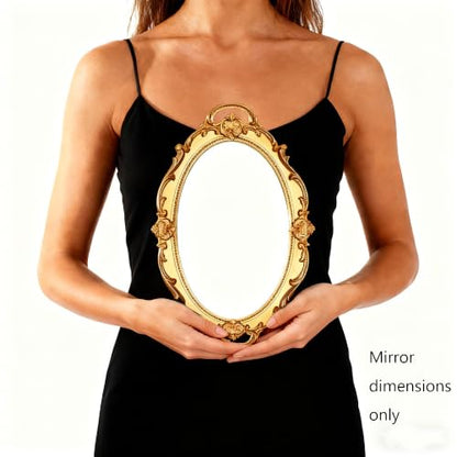 Eaoundm 14.5 x 10 inchs Smallest Oval Antique Mirror (Gold) - color: Gold